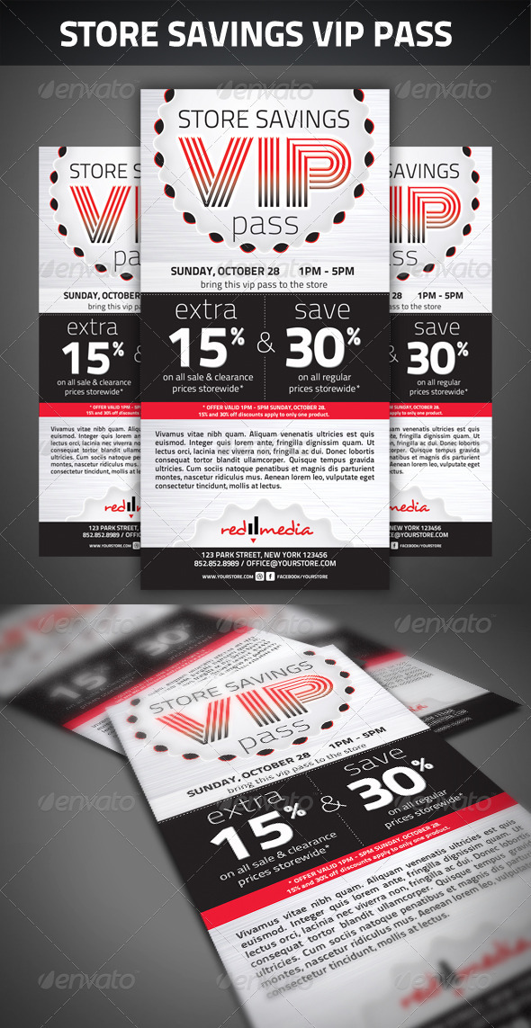 Store savings VIP pass - Cards & Invites Print Templates