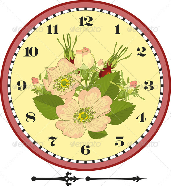 Retro Flower Clock Dial - Objects Vectors