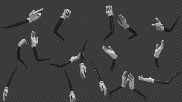 Set Of Cartoon Gloved Hands Showing Different Gestures (10-Pack)