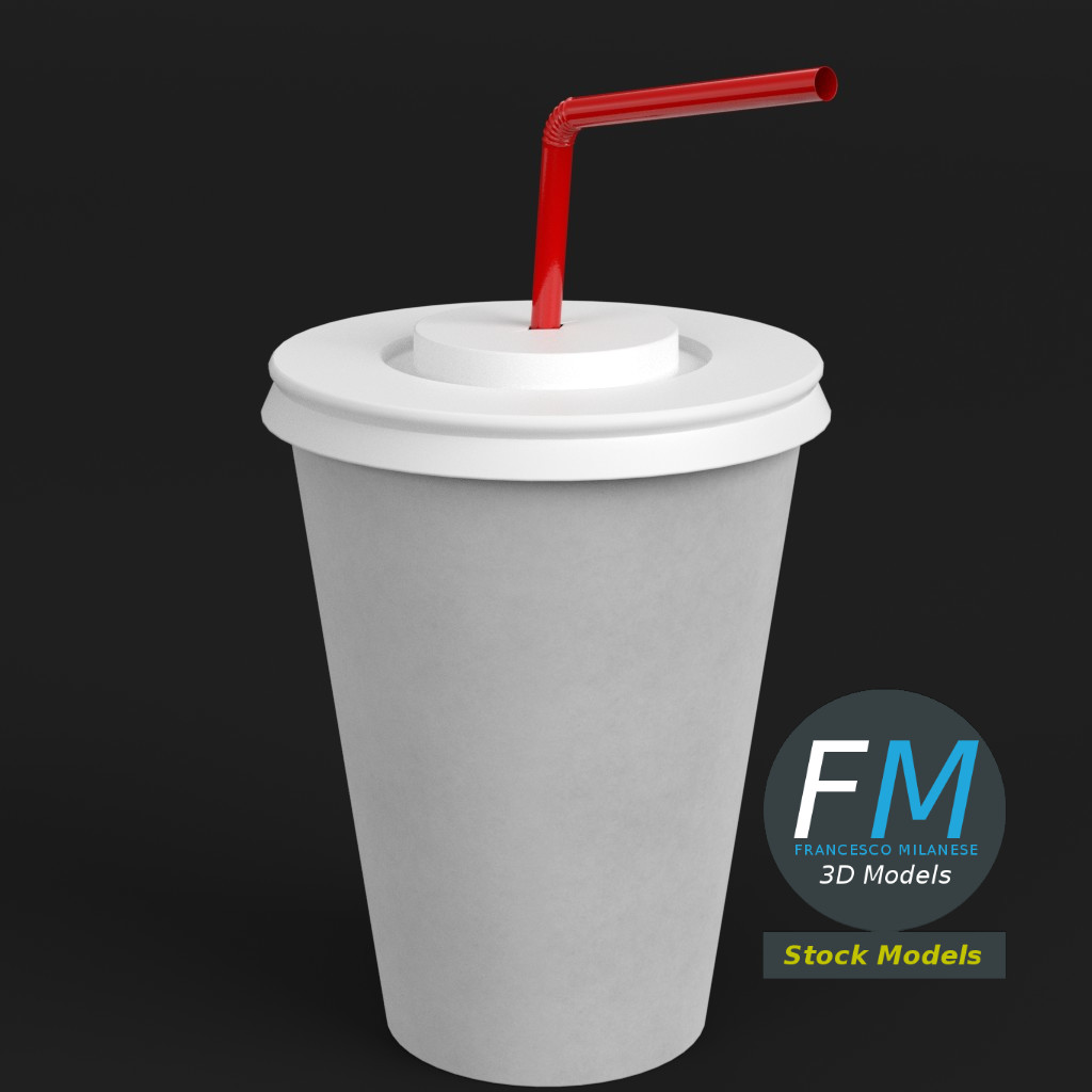 Paper cup with straw by FrancescoMilanese85 | 3DOcean