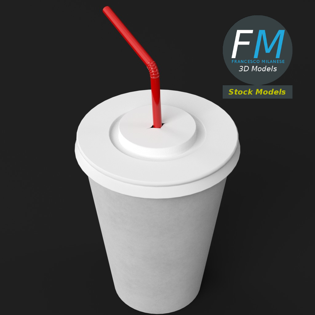 Paper cup with straw by 3DOcean