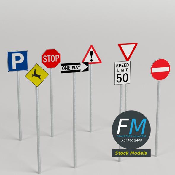 Traffic signs pack - 3Docean 19075518