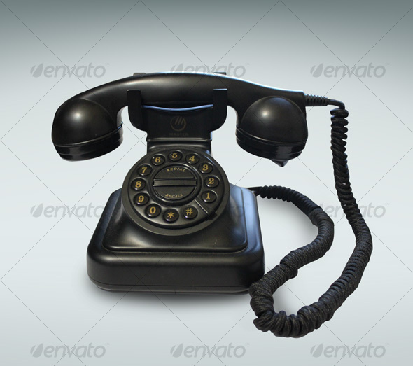 Black Vintage Phone - Home & Office Isolated Objects