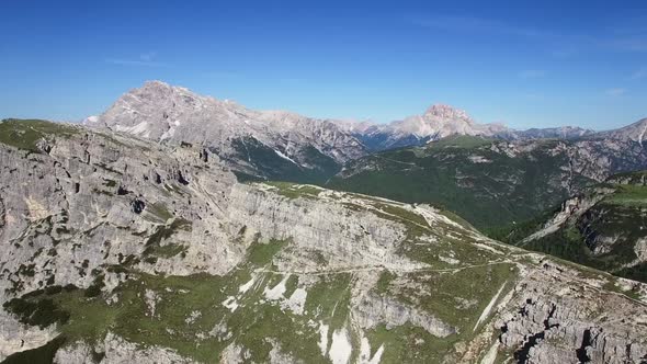 Drone view on Dolomite alps at the National Park Tre Cime Di Lavaredo