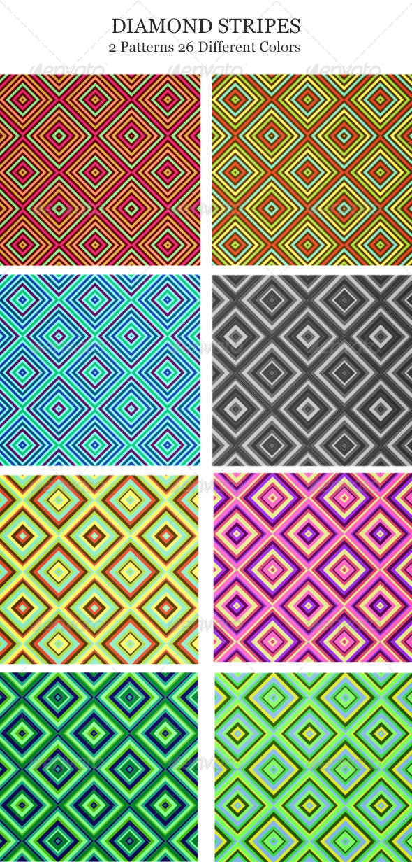 Diamond Stripes Seamless Pattern set - Patterns Decorative