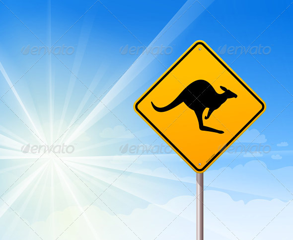 Kangaroo sign on blue sky - Travel Conceptual