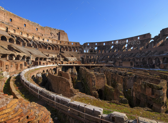 Colosseum, famous ancient roman amphitheatre in Rome, Italy
