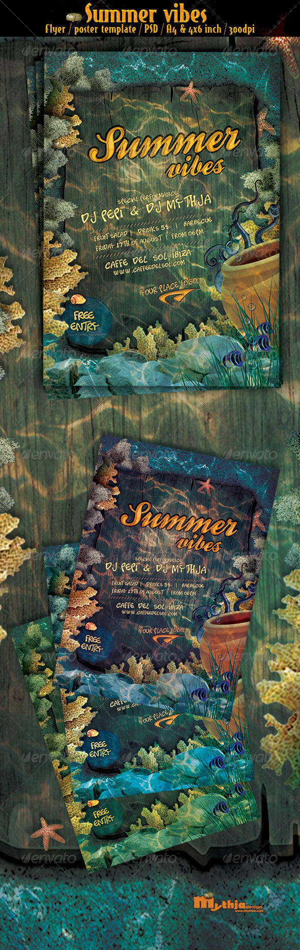 Summer vibes vol.1 - party flyer/poster template - Flyers Print Templates