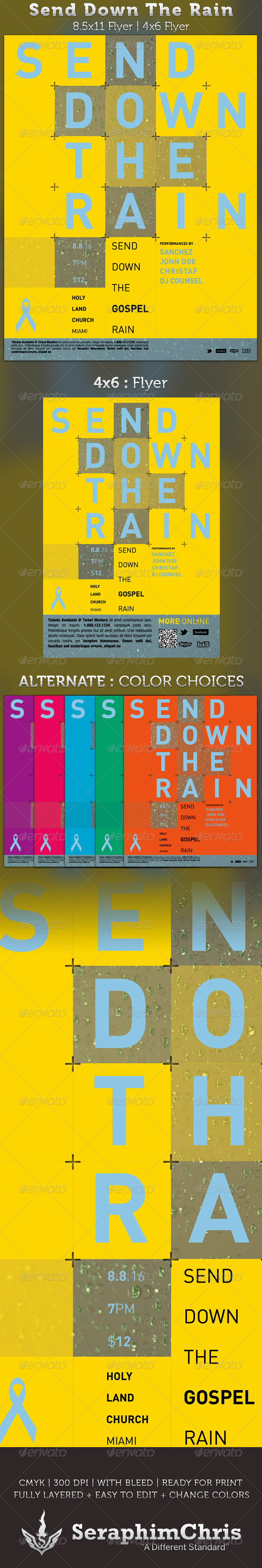 Send Down the Rain Gospel Concert FLyer - Church Flyers