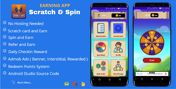 Scratch & Spin to Win Android App with Earning System + Admob Ads