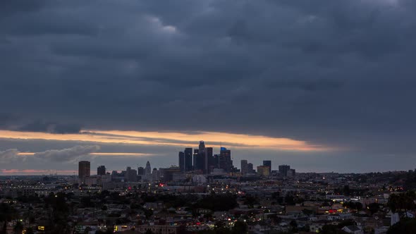 Downtown Los Angeles Day to Night Sunset Cloudscape alt
