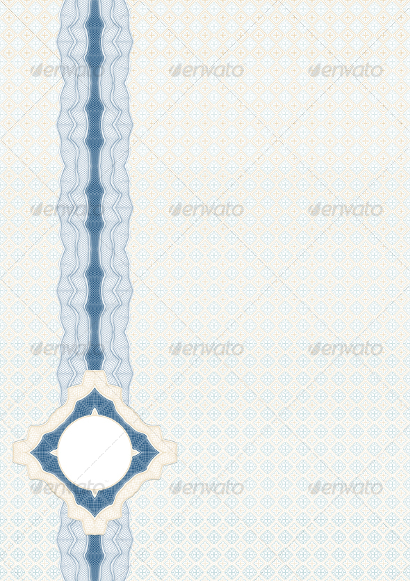Blank diploma or certificate, column with rosette - Borders Decorative