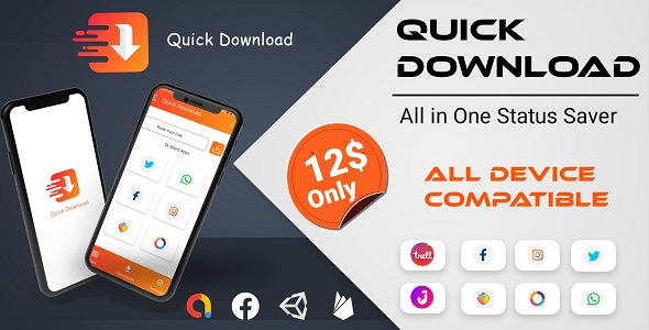 Quick Downloader : All in One Status Saver - Roposo, Sharechat, SnackVideo, Insta, FB, Whatsapp