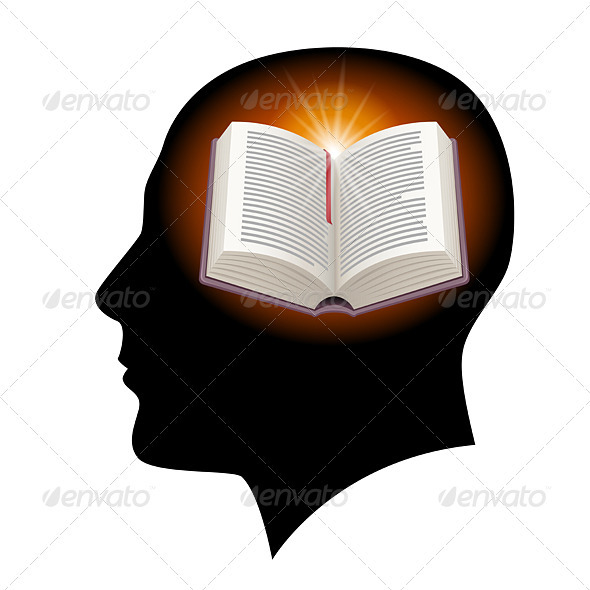 Male head with open book - Conceptual Vectors