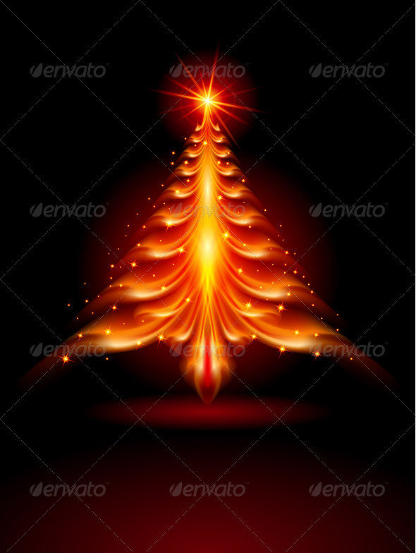 Fire Christmas Tree - Christmas Seasons/Holidays