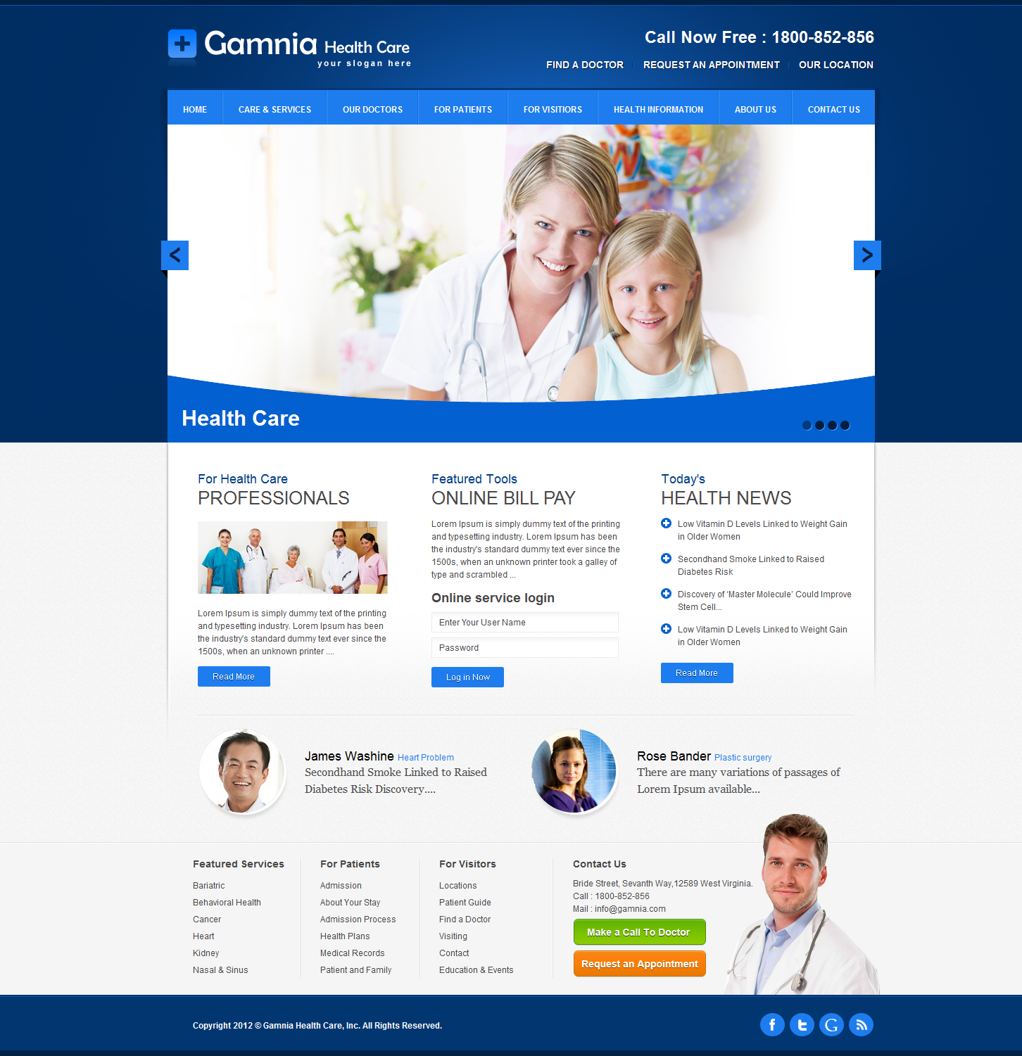 Gamnia Health Care Template by williamdavidoff | ThemeForest