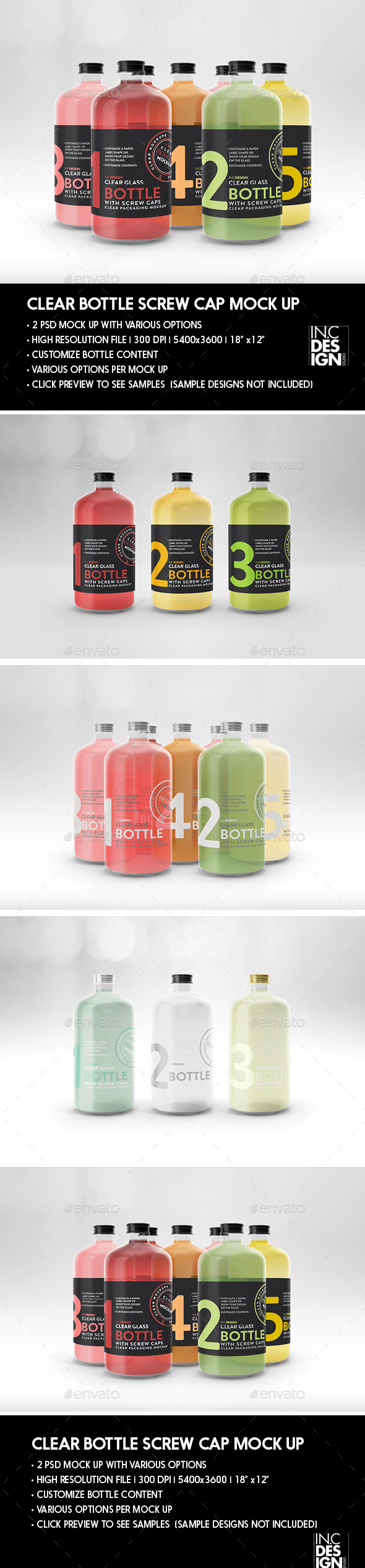 Download Clear Bottles With Screw Caps Packaging Mockup By Incybautista Graphicriver