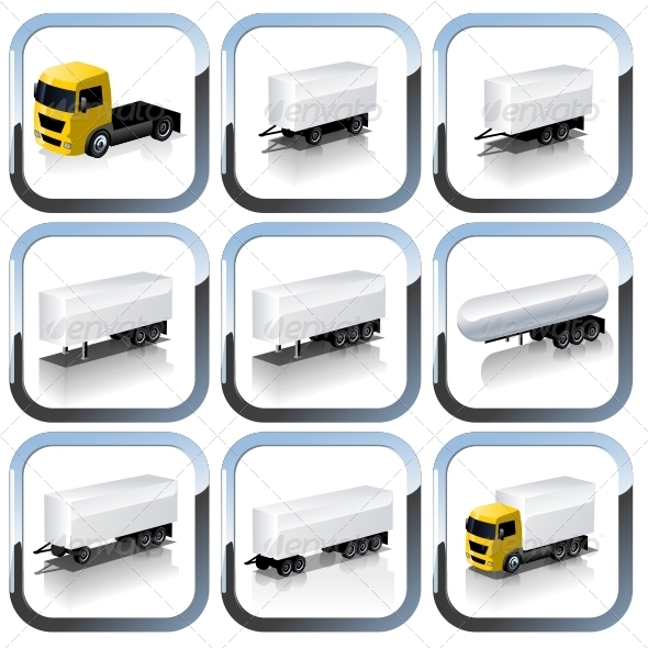 Vector truck icons set - Web Elements Vectors