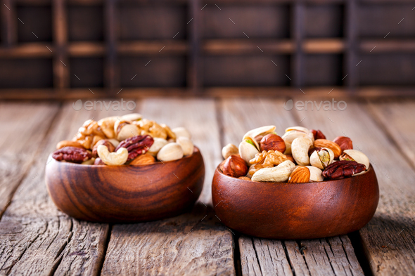 Nuts Mixed.Assortment, Walnuts.Concept of Healthy Eating - Stock Photo - Images