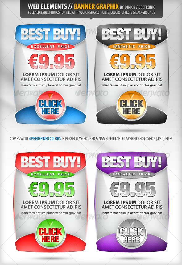 Web Elements - Banners Vector Graphix editable PSD - Miscellaneous Web Elements