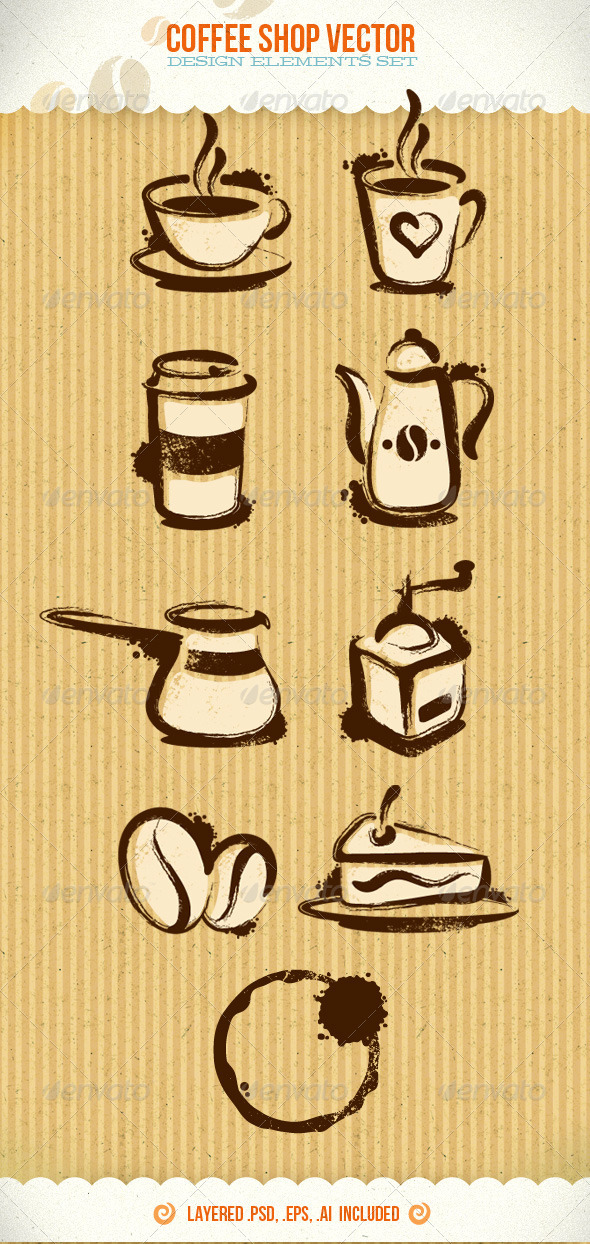 Coffee Shop Vector Creative Design Elements - Food Objects