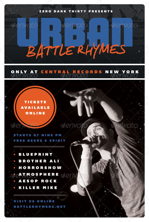 Battle Rhymes - Hip-Hop Flyer Template - Concerts Events