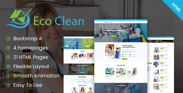 Extraordinary Eco Clean - Cleaning HTML Template