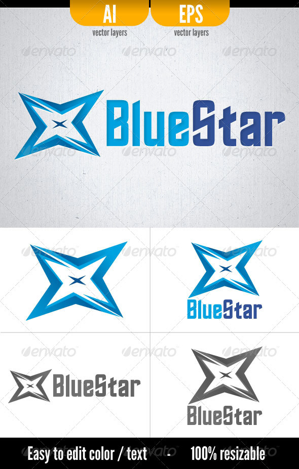 Blue Star - Logo Template - Vector Abstract