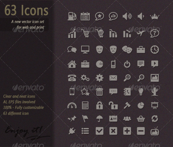 63 Icons - Vector Set - Icons
