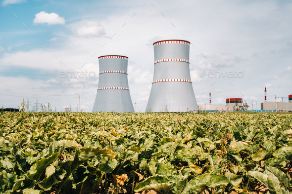 Belarusian nuclear power plant in Ostrovets district.Field around the nuclear power plant. Belarus - Stock Photo - Images