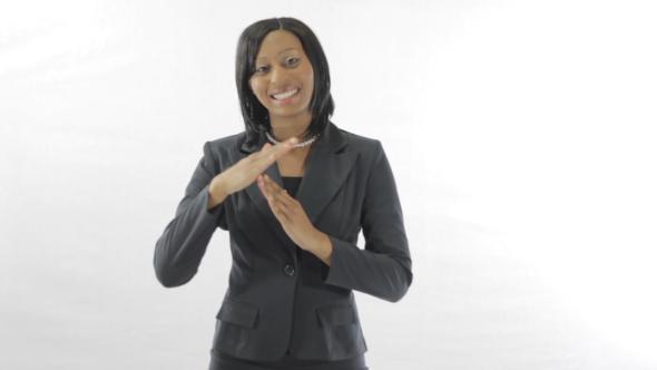 Black Businesswoman Waving Time Out
