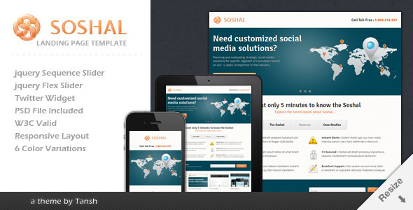 Soshal Responsive Business Landing Page by tansh