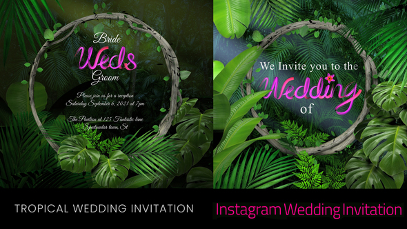 Animated Tropical Wedding Invitation