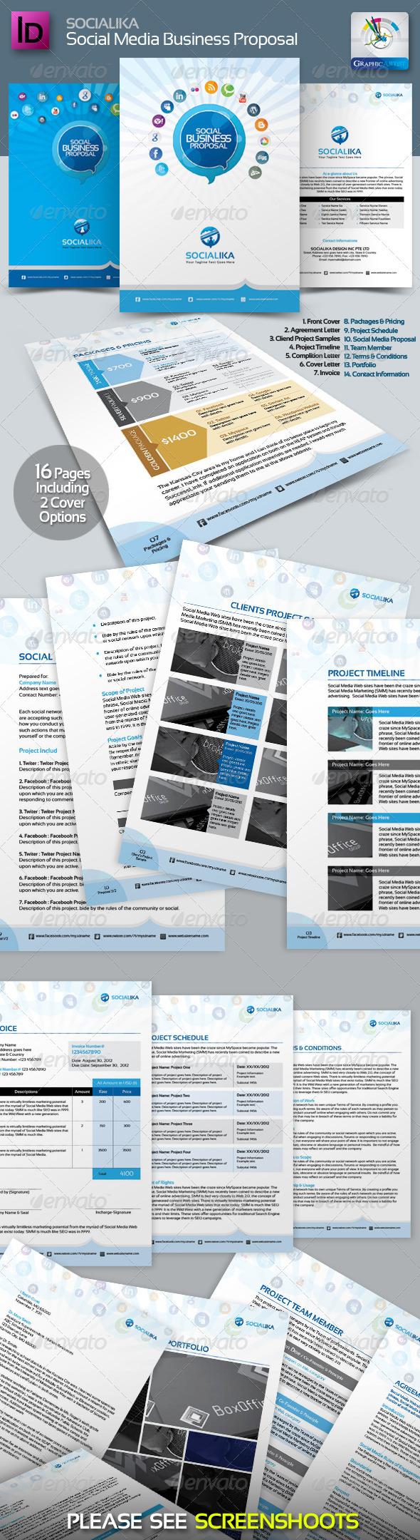 Socialika Social Media Business Proposal - Proposals & Invoices Stationery