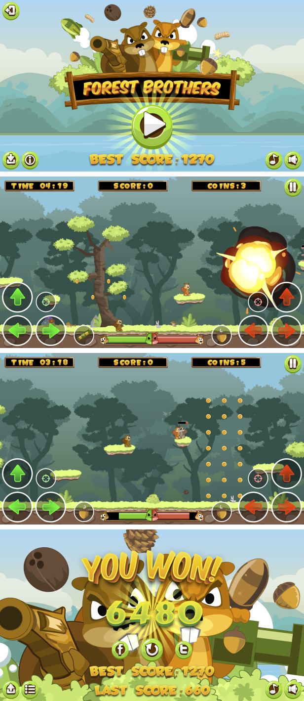 Forest Brothers - HTML5 Game + Mobile Version! (Construct 3 | Construct 2 | Capx) - 1