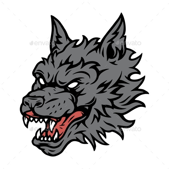 angry wolf head outline