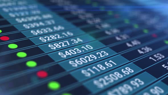 Stock Market or Stock Exchange Information with Data of Price, Change, and Volume. Animation alt