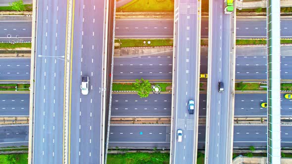 4K footage : aerial view from a drone flying over expressway alt