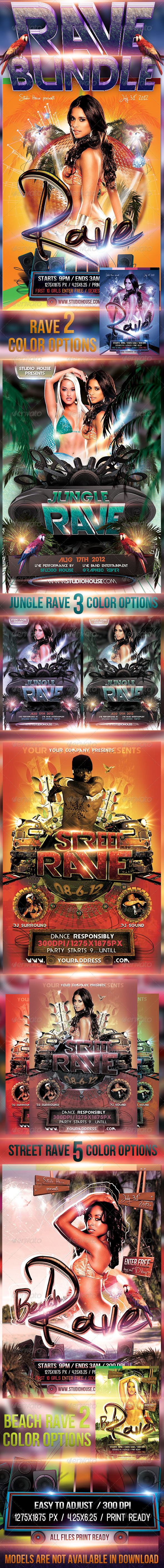 Rave Bundle Pack Party Flyers - Flyers Print Templates