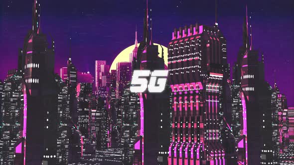 Retro Cyber City Background 5G alt