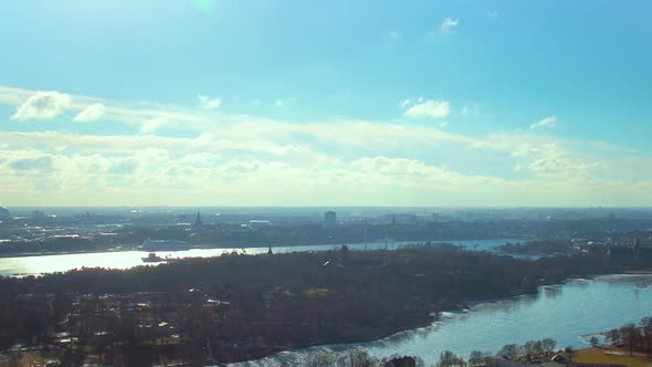 MOTION TIMELAPSE HIGH ANGLE PAN REVEAL to Stockholm, Sweden alt