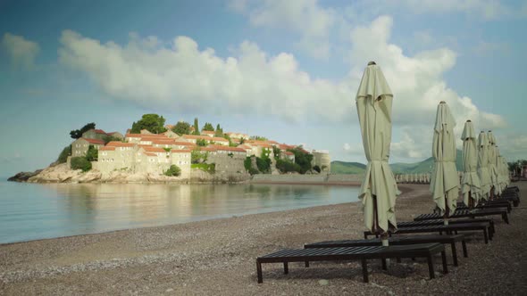 Sveti Stefan Is a Tourist Town By the Sea. Montenegro. Day alt