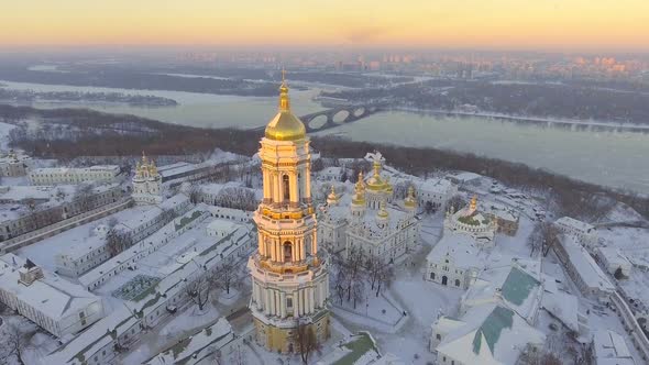 Falling Snow in a Winter in Kiev
