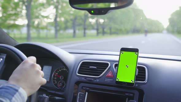 Car Dashboard with Smartphone