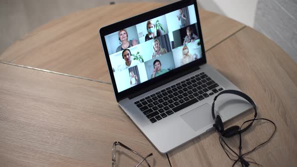 Video Conferencing Technology in Kitchen for Video Call with Colleagues at Home and in Offices alt