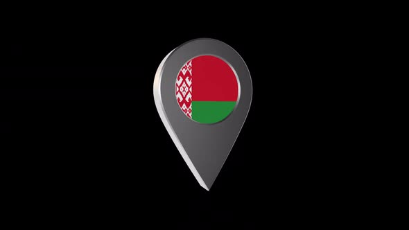 3d Animation Map Navigation Pointer With Belarus Flag With Alpha Channel - 2K alt