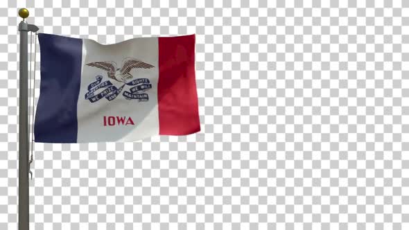 Iowa State Flag (USA) on Flagpole with Alpha Channel - 4K alt