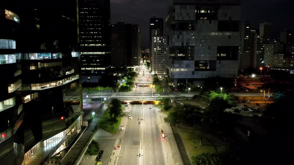 Night scape of downtown district of Rio de Janeiro Brazil. alt