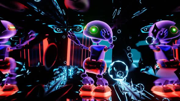 Bright Cheerful Martian Dancing Man In A Mirror Tunnel 02 alt