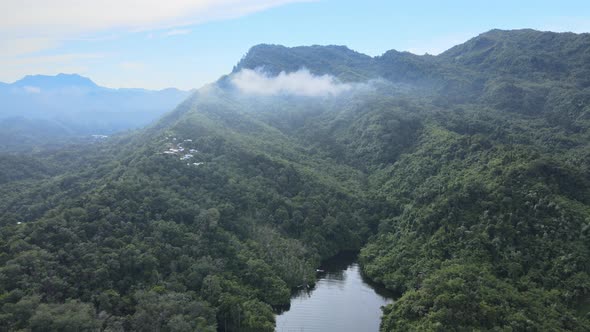Aerial view of New Zealand Fjords alt